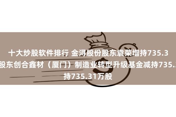 十大炒股软件排行 金浔股份股东袁荣增持735.31万股 股东创合鑫材（厦门）制造业转型升级基金减持735.31万股